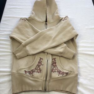 Ariat Hooded Full Zip Sweatshirt Size S/P Beige
